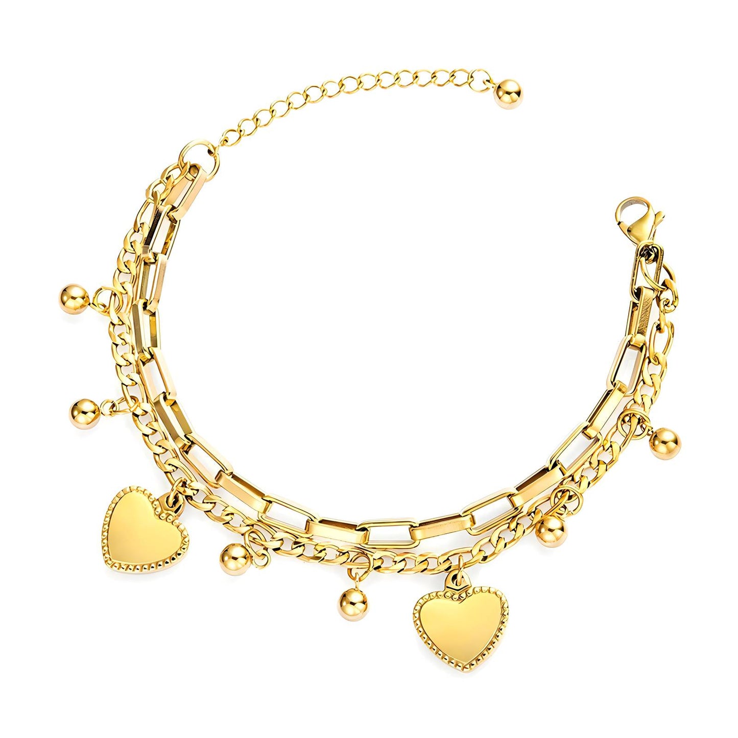 18K Gold Plated "Hearts" Armband